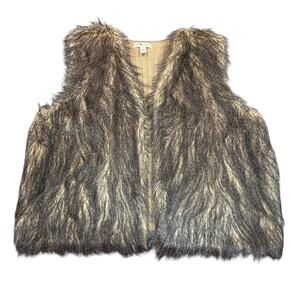 Love Change Italy Vest Womens 3X Faux Fur Sweater Open Cozy Cabin Mob Wife Boho